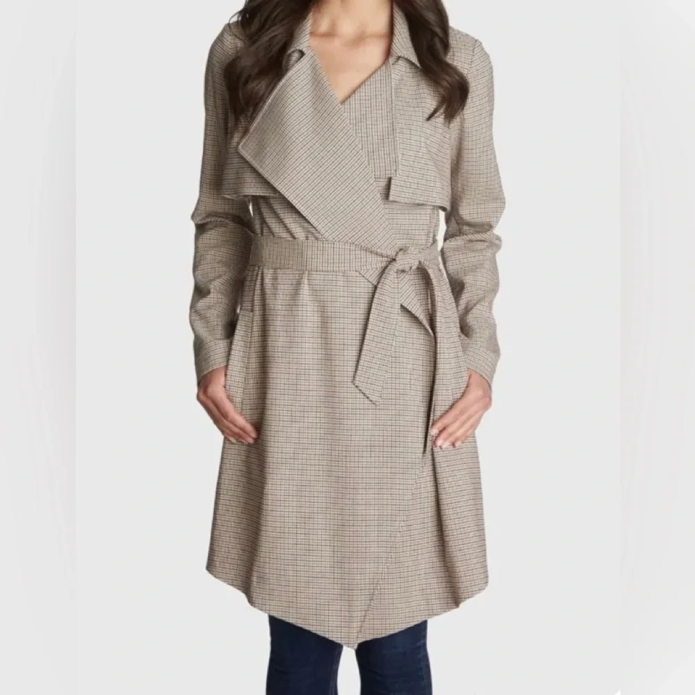 1. State Brown Tattersall Check Trench Coat